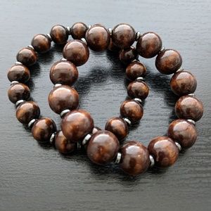 Wood Bead & Metal Bracelets